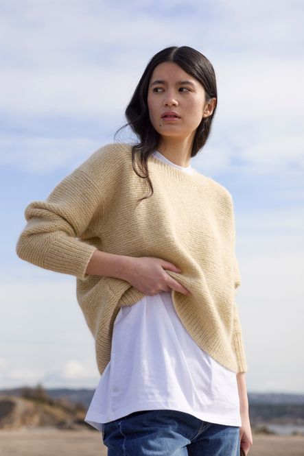 Hovedbilde Heia Rillegenser i Finull og Plum | Strikkepakke