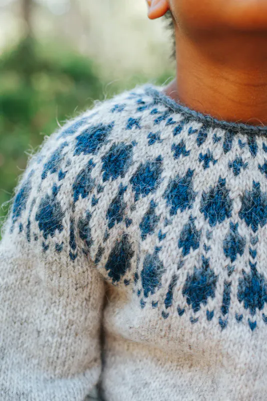 Blåbærgenser Junior av Sisu Knitwear | Strikkepakke